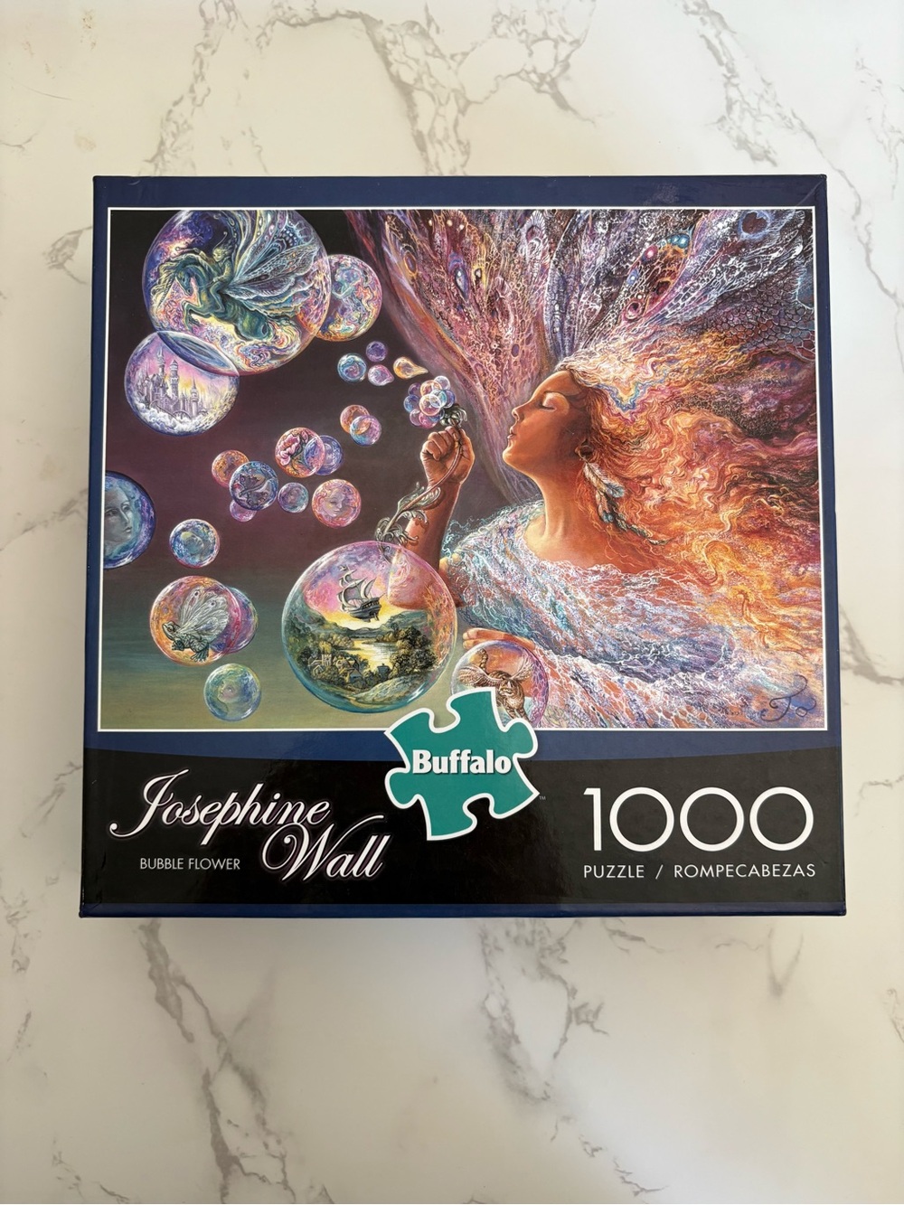Buffalo Games 1000-piece jigsaw puzzle featuring "Bubble Flower" artwork
